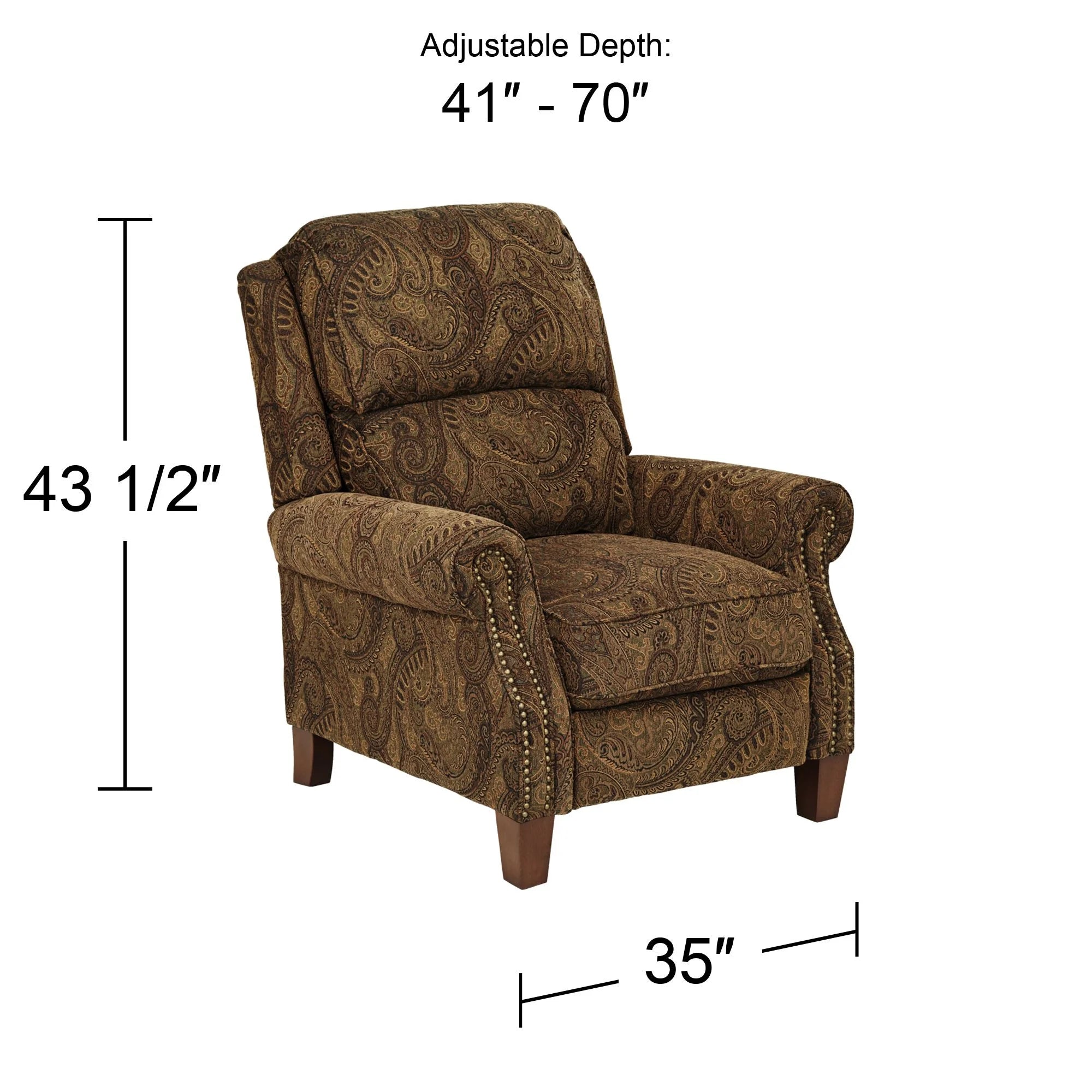 Kensington Hill Beaumont Warm Brown Paisley Fabric Recliner Chair K88903