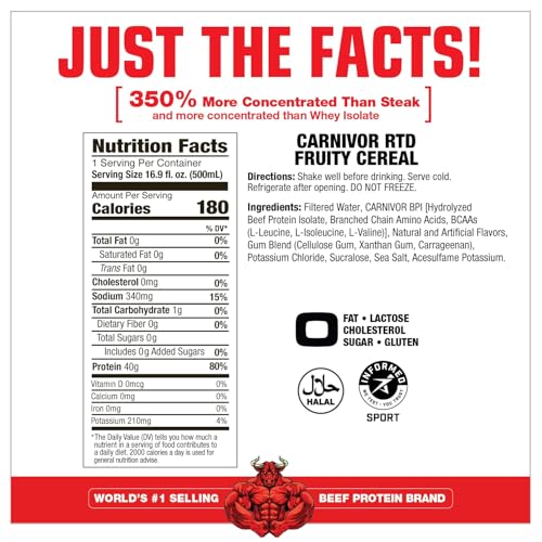 MuscleMeds Carnivor Ready to Drink Protein, Chocolate, 16.9 Fl Oz (Pack of 12) G3657