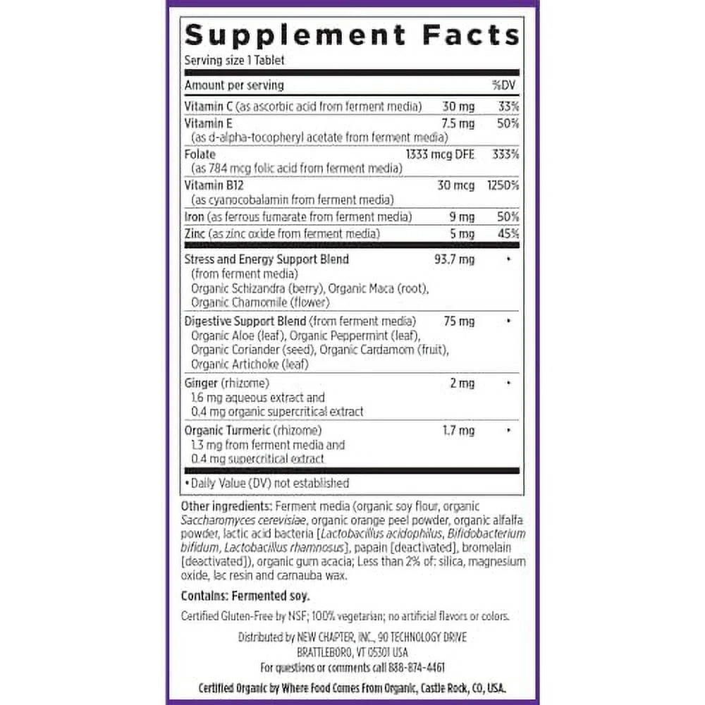 New Chapter Iron Supplement, Whole-Food Fermented Iron Complex Made with Organic Vegetables & Herbs + One Daily Non-Constipating Dose- 60ct, 2 Month Supply