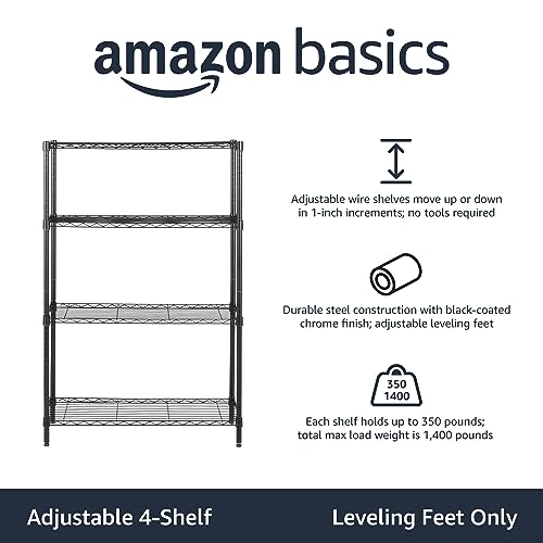 Amazon Basics 5-Shelf Adjustable Steel Wire Rack Storage Shelving, Chrome H984310