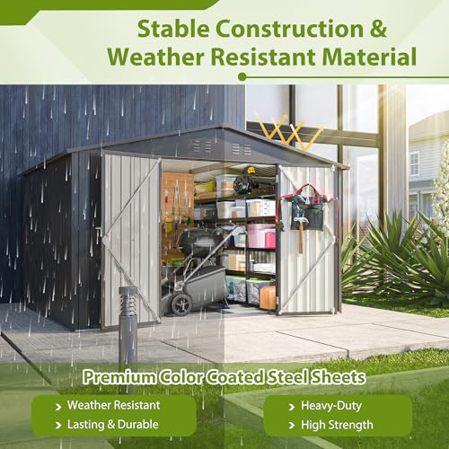 Outdoor Storage Shed 6x4 Ft, Heavy-Duty Resin Tool Shed with Lockable Doors Z7258