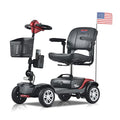 Electric Mobility Scooter for Seniors and Adults - Outdoor Electric Powered Wheelchair Device 300 LBS Max Weight- Compact Heavy Duty Mobile Scooter for Travel, Adults w/Cup & Phone Holder- Red