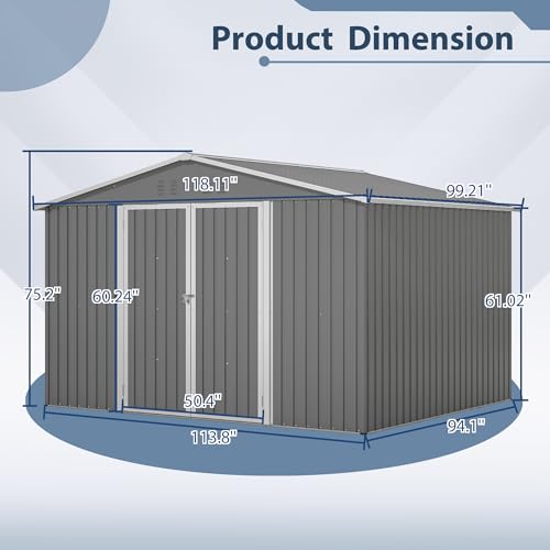 Outdoor Storage Shed 6x4 Ft, Heavy-Duty Resin Tool Shed with Lockable Doors Z7258