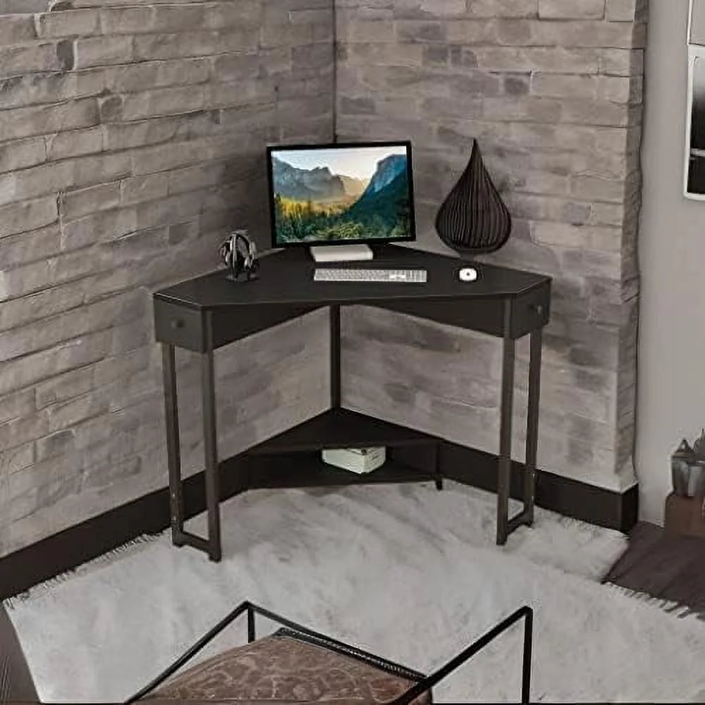 YZboomLife Corner Desk 31.5 Inch Triangle Computer Desk with Drawer for Small Space E19837
