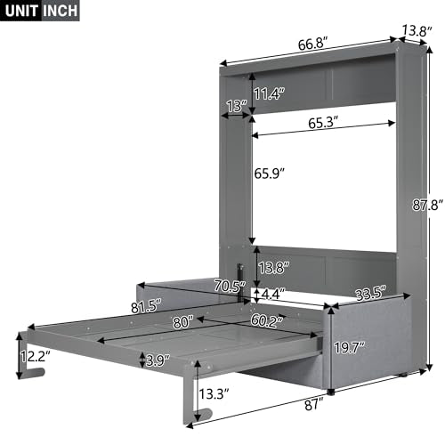 Ball & Cast Murphy Bed Queen Size with Cushion, White B692