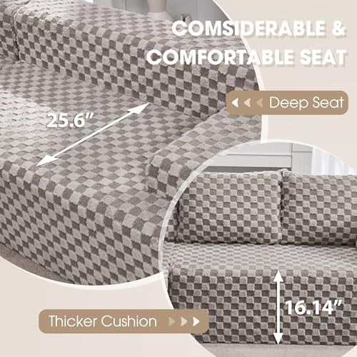 Modular Sectional Sofa L-Shape Couch with Oversized Chaise, Grey Stripe I49459