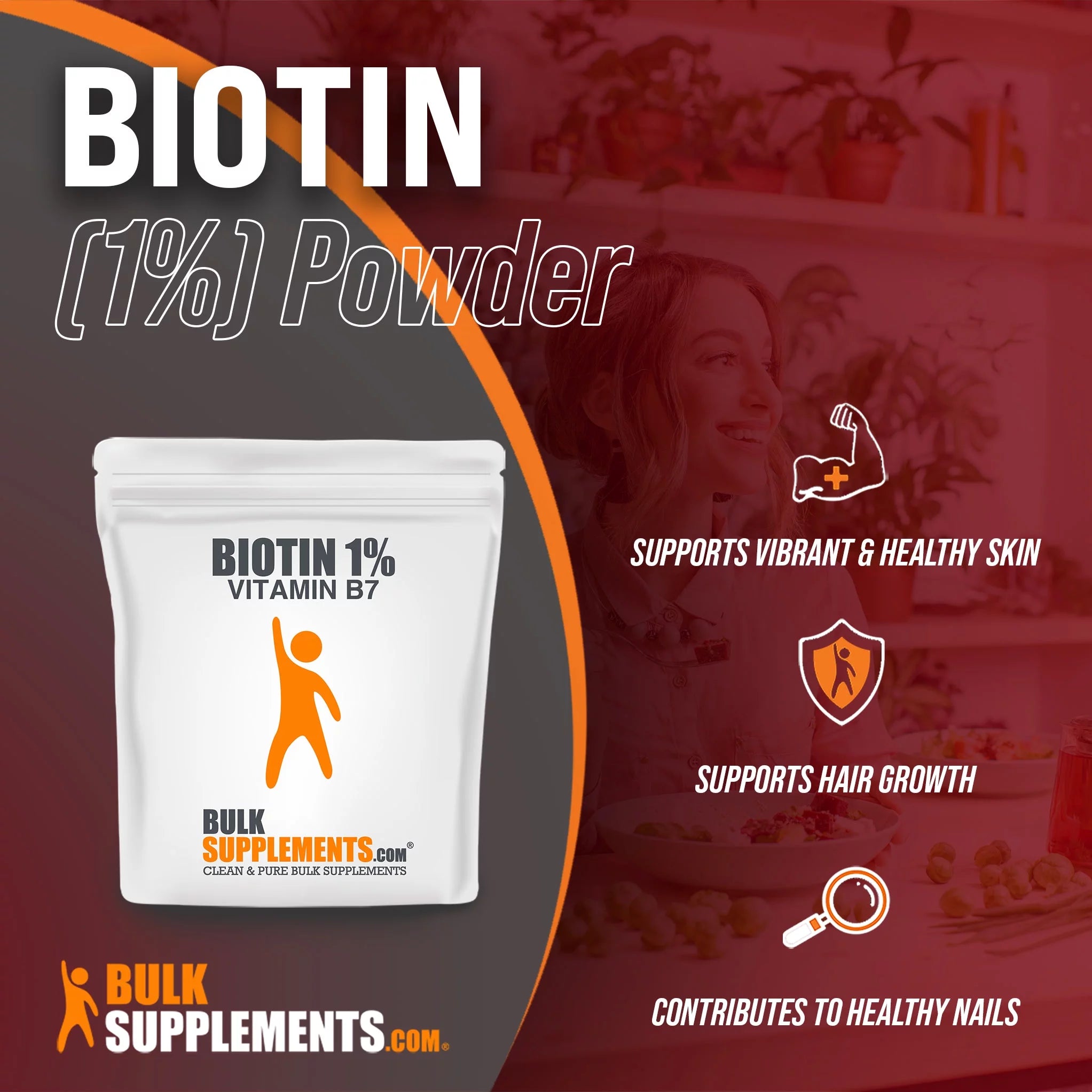 BulkSupplements.com Biotin 1% (Vitamin B7) Powder, 1 Kilogram E238833