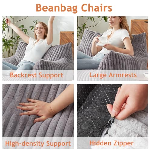 Giant Bean Bag Chair with Filling and Armrests for Adults Teens P241564