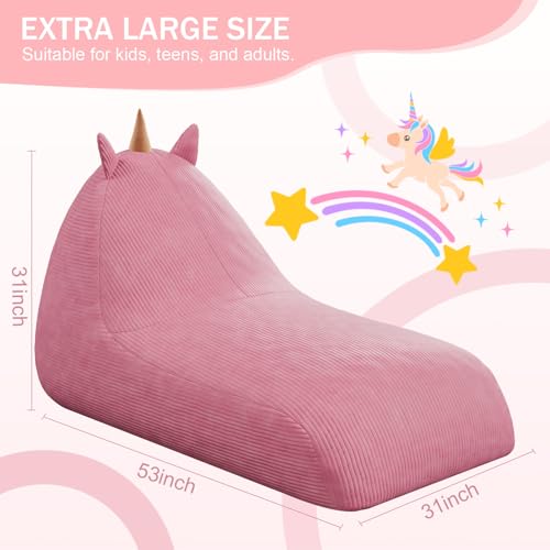 COMAX Unicorn Bean Bag Chair for Kids with Filler, Pink H562644