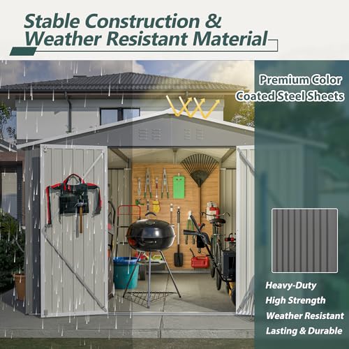 Outdoor Storage Shed 6x4 Ft, Heavy-Duty Resin Tool Shed with Lockable Doors Z7258