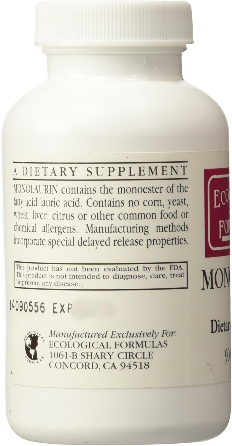 Ecological Formulas Monolaurin 600mg 90 Capsules K812