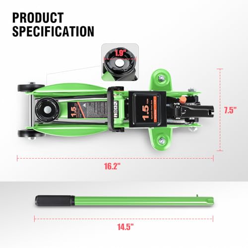 DNA MOTORING Floor Jack 3 Ton Low Profile Heavy Duty Hydraulic Car Jack, Black T11604