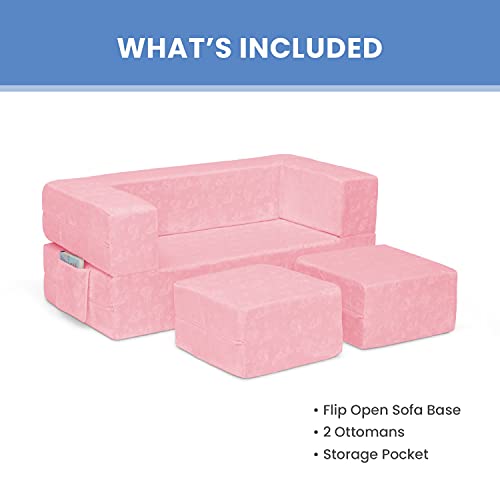 Delta Children Serta Perfect Sleeper Convertible Sofa & Play Set with 2 Ottomans, Grey O22117
