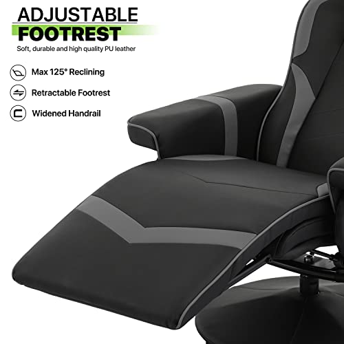 Magshion 360° Swivel Gaming Recliner Chair, Ergonomic PU Leather, Grey G328110