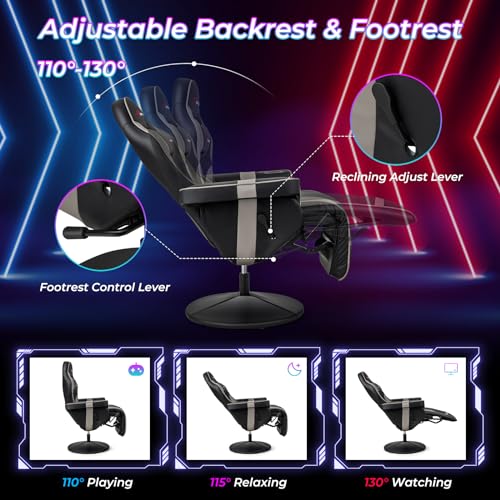 Goplus Massage Gaming Chair, Racing Recliner with Footrest, PU Leather N121