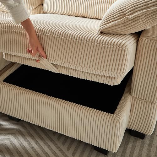 Oversized Modular Sectional Sofa with Movable Ottomans, U-Shaped Chenille J2923