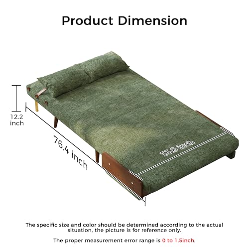 Convertible Chair Bed Sleeper for Adults with Wooden Arms, Linen G638