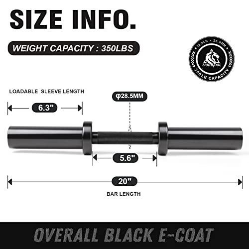 LIONSCOOL 16"/20" Loadable Dumbbells Pairs, Commercial Grade Olympic Dumbbell Bar F2694