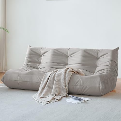 Bean Bag Chair for Adults Suede Microfiber Fireside Floor Chair 3-Seater Beige F151744