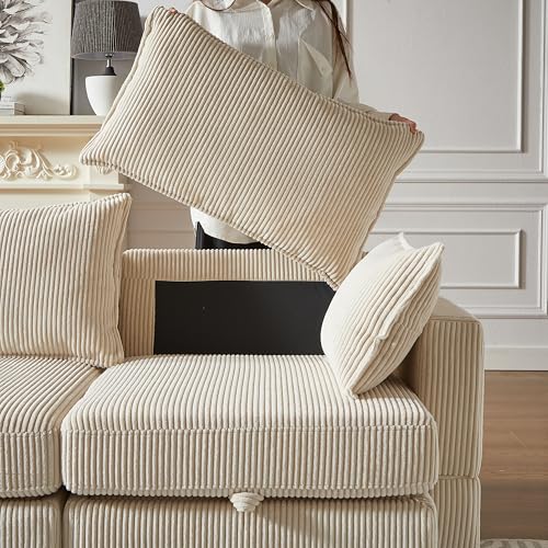 Oversized Modular Sectional Sofa with Movable Ottomans, U-Shaped Chenille J2923