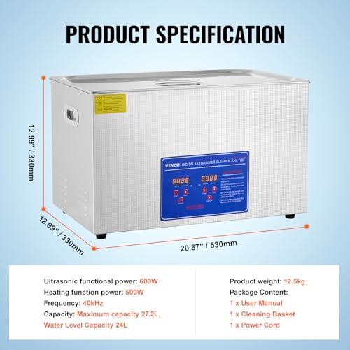 VEVOR 15L Ultrasonic Cleaner 40kHz with Digital Timer and Heater N422
