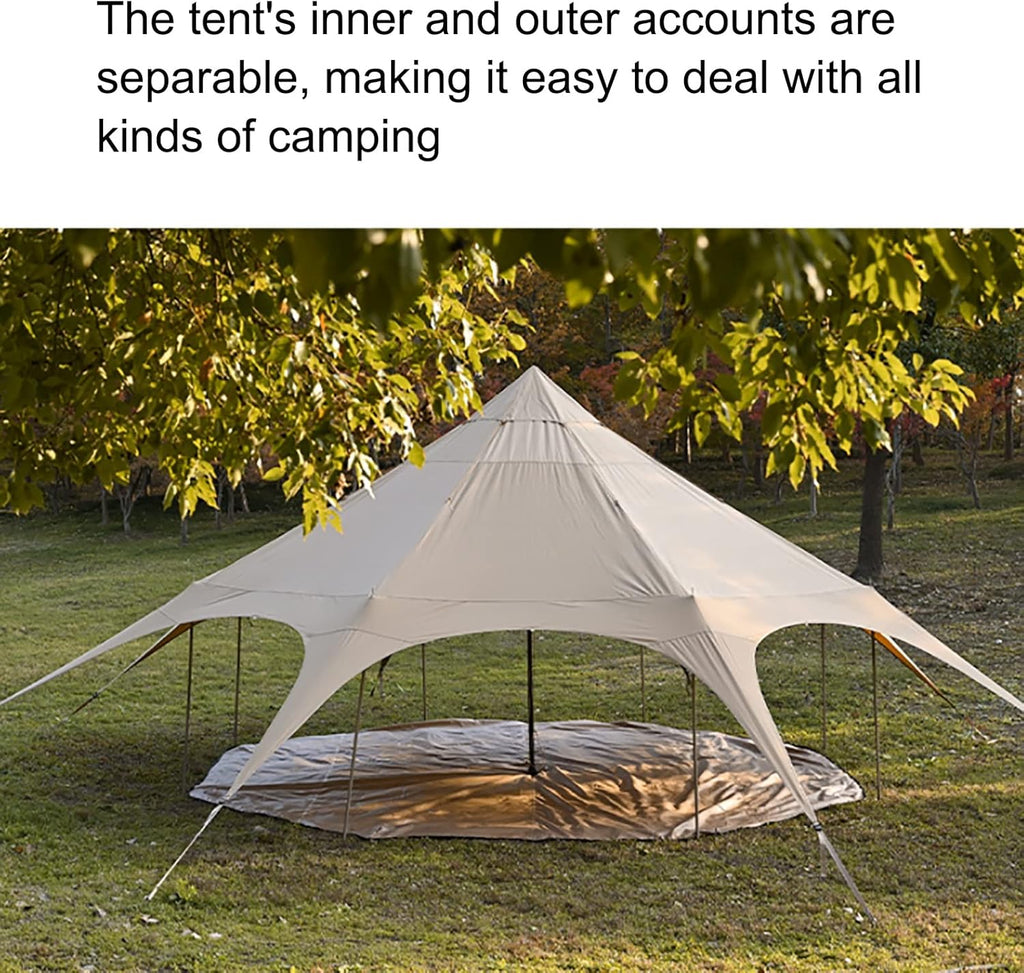 Outdoor Waterproof Cotton Canvas Bell Tent 4 Season for 8-10 Person Camping with Stove Jack Beige A426564