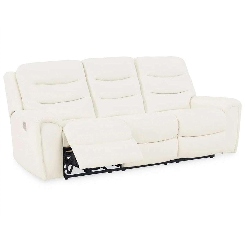 Ashley Furniture Warlin Faux Leather Power Reclining Sofa White V71079