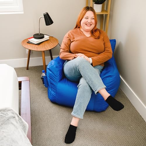 Big Joe Dorm Bean Bag Chair with Drink Holder, Black Smartmax, 3 ft Q1693