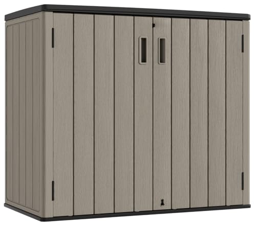 KINYING Outdoor Vertical Storage Shed 57 Cu.ft Waterproof Lockable Brown C842304