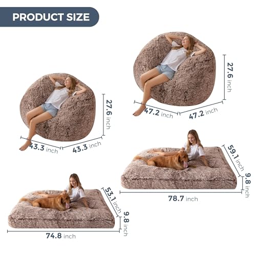 MAXYOYO Giant Bean Bag Chair Bed for Adults, Convertible Floor Sofa G466
