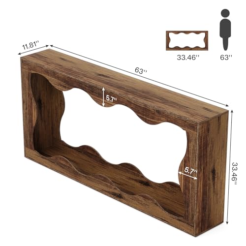 Tribesigns 63 Inches Farmhouse Console Table with Storage, Brown T384