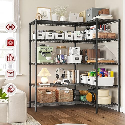 REIBII 73''W 5-Tier Metal Shelving Unit, Heavy Duty Wire Storage Rack F431