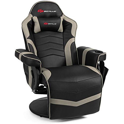 Goplus Massage Gaming Chair, Racing Recliner with Footrest, PU Leather N121