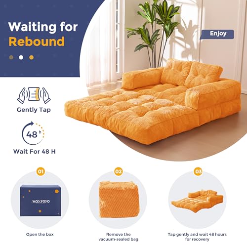 MAXYOYO Folding Sofa Bed L-Shaped Convertible Sleeper Couch with Pillow, Dark Grey X9070
