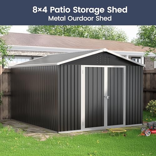 UDPATIO Outdoor Storage Shed 6x6 FT Resin Garden Shed with Lockable Door D90316