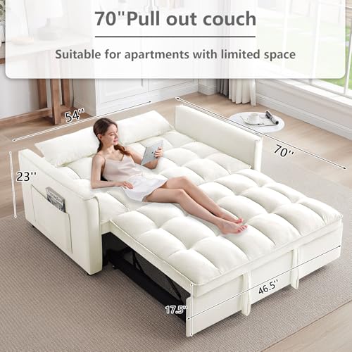 3 in 1 Convertible Sleeper Sofa Bed Futon with Adjustable Backrest, Velvet, Black Q74350