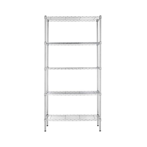 Amazon Basics 5-Shelf Adjustable Steel Wire Rack Storage Shelving, Chrome H984310