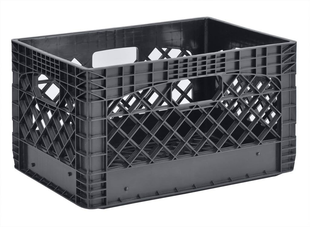 24QT Plastic Heavy-Duty Milk Crate, Black