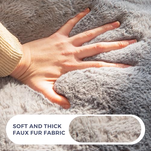 MAXYOYO Floral Shaped Bean Bag Sofa for Adults, Faux Fur, Beige M8911