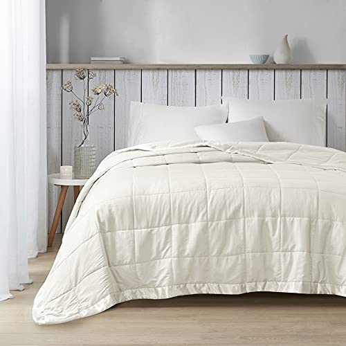 Madison Park Cambria Down Alternative Blanket, Premium 3M Scotchgard Moisture Wicking Treatment, Lightweight and Soft Bed Cover For Summer with Satin Trim, Oversized King Taupe