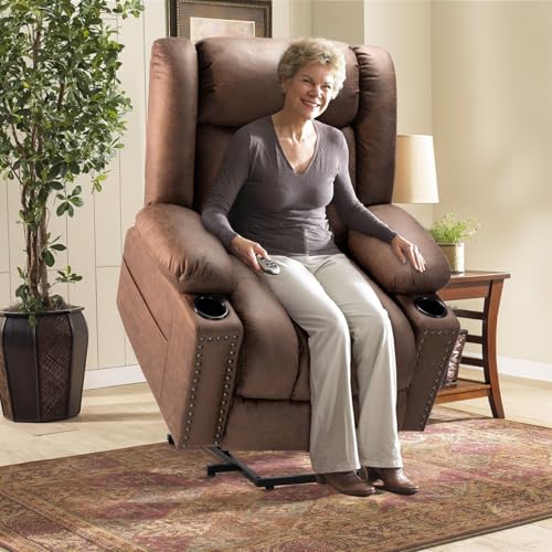 Large Power Lift Chair Recliner for Elderly with Heat and Massage, Dark Brown W500