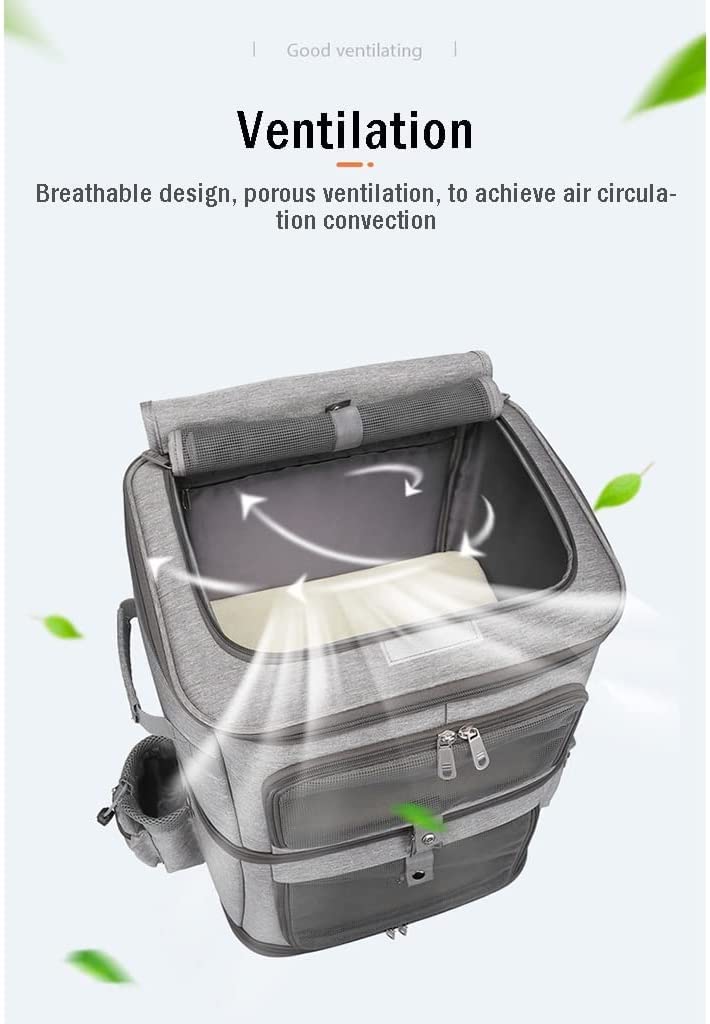 Cat Dog Stroller with Wheels Double-Layer Pet Carrier for 2 Cats Portable Travel C36355