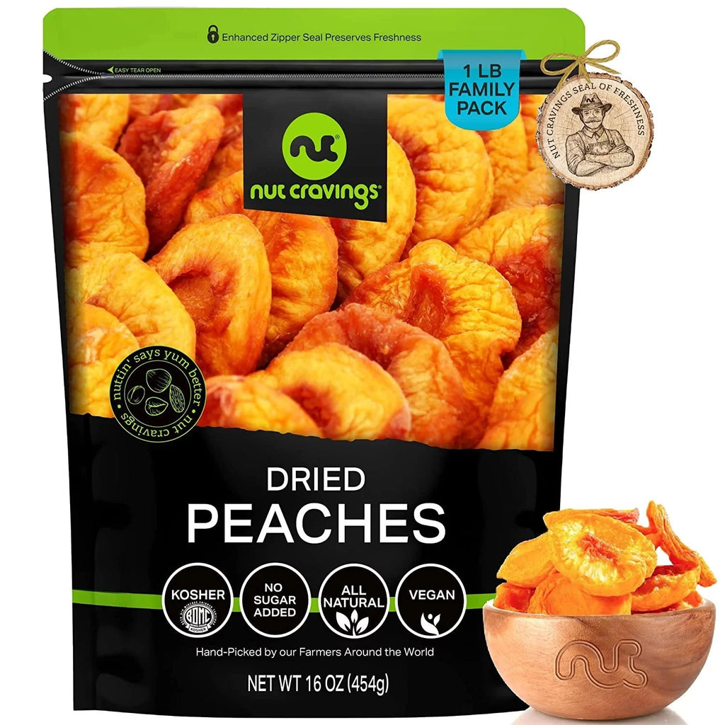 Sun Dried California Peaches, No Sugar Added 32oz by Nut Cravings