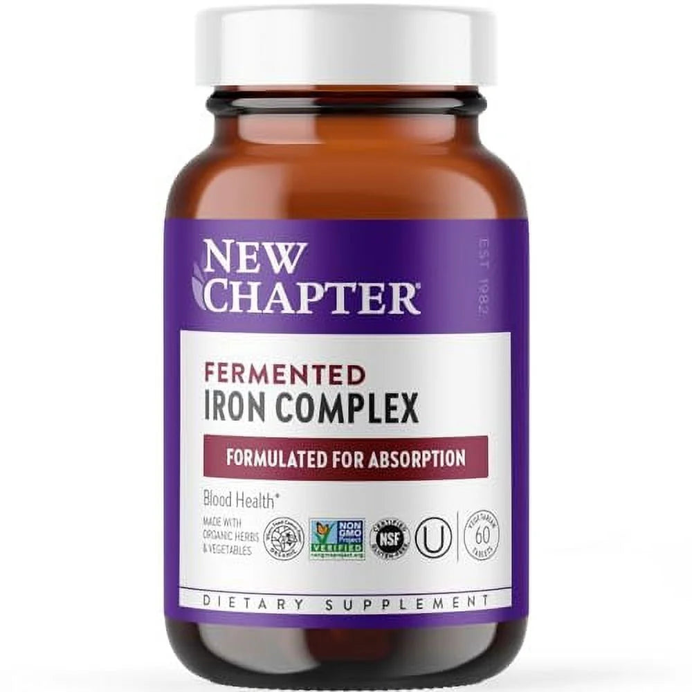 New Chapter Iron Supplement, Whole-Food Fermented with Organic Vegetables & Herbs, 60ct P371