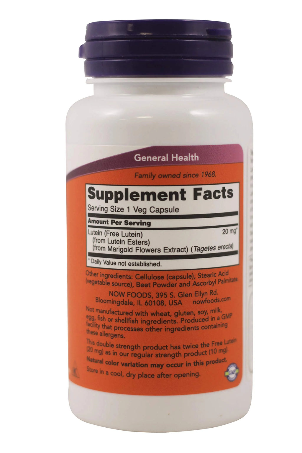 Now Foods Double Strength Lutein 20 mg, 90 Vegetable Capsules G9111