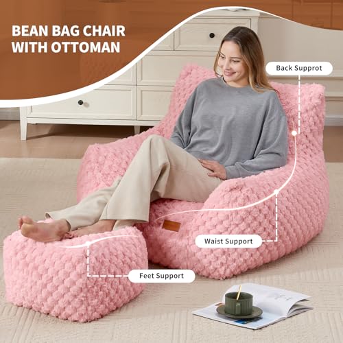 Big Bean Bag Chair for Adults with Foot Rest, Indoor Lounge Sofa P643