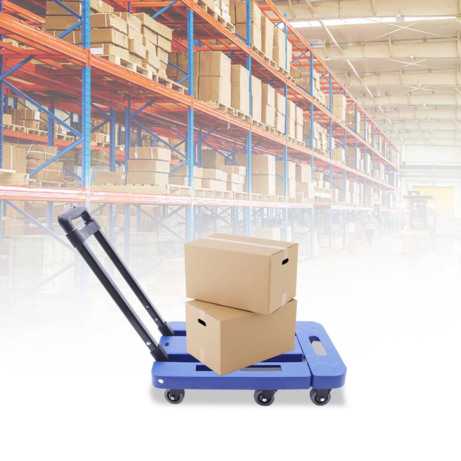 Folding Dolly Trolley Cart 220lbs Capacity 6 Wheels P5568