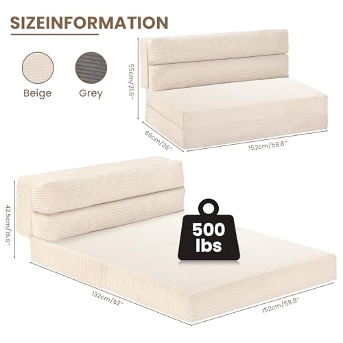 Folding Sofa Bed Convertible Sleeper Chair with Pillow, Grey D49904