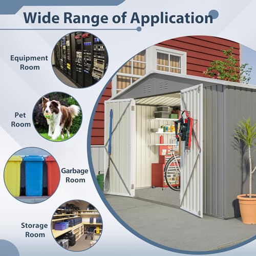 Outdoor Storage Shed 6x4 Ft, Heavy-Duty Resin Tool Shed with Lockable Doors Z7258