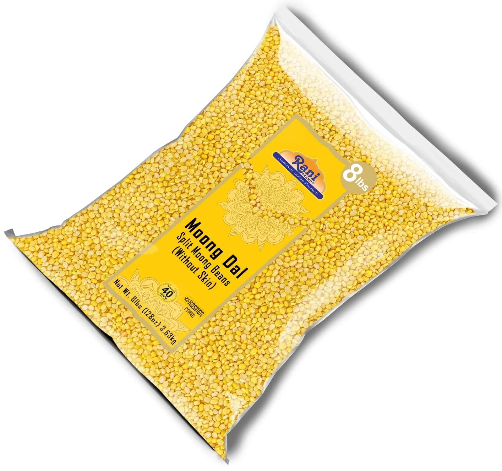Rani Moong Dal Split Mung Beans Without Skin Lentils 128oz (8lbs) 3.63kg Bulk P4727